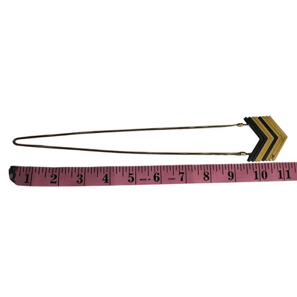Madewell Gold Pewter Chevron Arrowstack Pendant Adjustable Necklace - Picture 6 of 7
